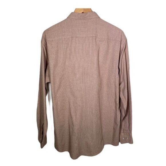 Hugo Boss Shirt Mens 16.5 Long Sleeve Button Down Top Plaid Work Casual Orange - Picture 5 of 12